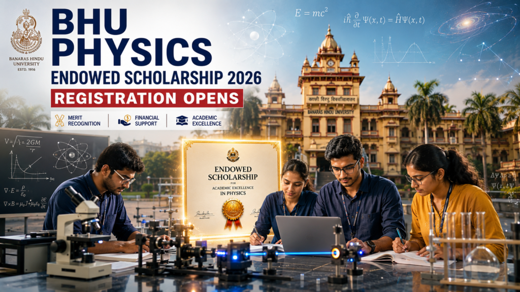 BHU Physics Endowed Scholarship 2026 registration opens with eligibility criteria and benefits for Physics students at Banaras Hindu University