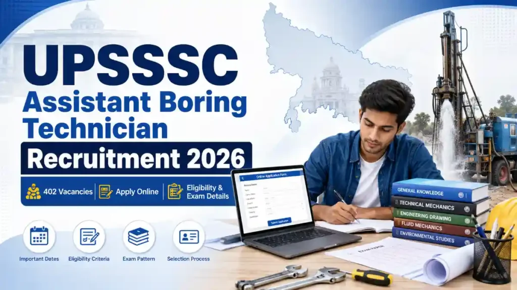UPSSSC Assistant Boring Technician Recruitment 2026 Apply Online 402 Vacancy